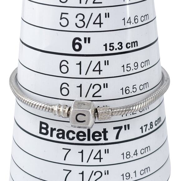 Estate Chamilia Sterling Silver 925 Snake Chain Charm Bracelet 7" - Picture 6 of 7